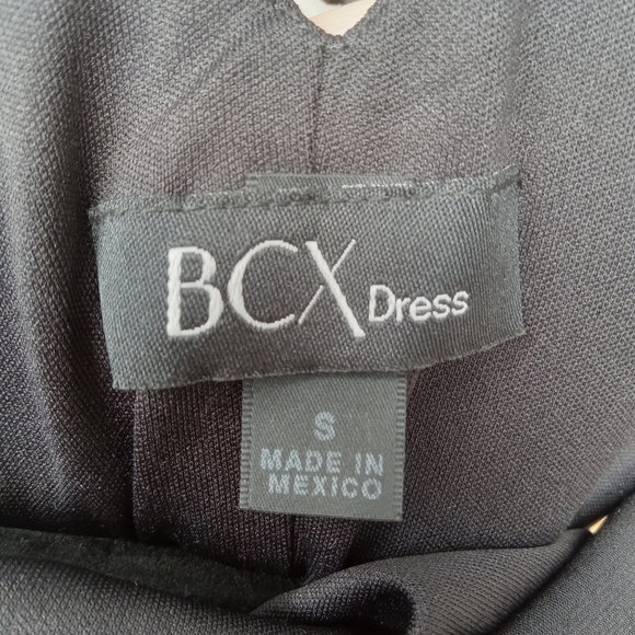 BCX Mini Bodycon Rouched Black Dress Cocktail Dress Beaded Back Opening Small - Picture 5 of 7